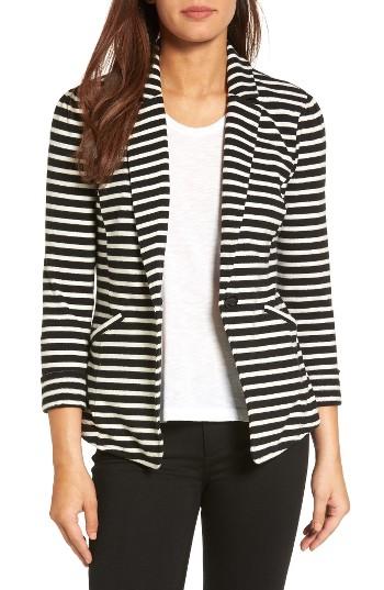 Petite Women's Caslon Knit One-button Blazer, Size - Black