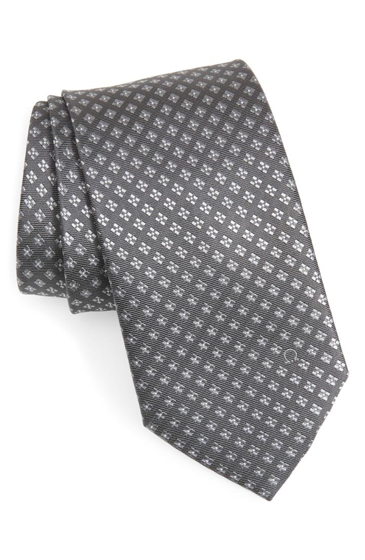 Men's Salvatore Ferragamo Jacquard Medallion Silk Tie, Size - Grey