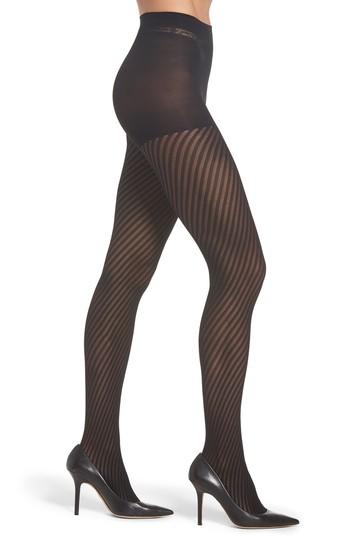 Women's Beautiful Legs By Caroline Fleming Take Me Dancing Stripe Stripe Pantyhose /x-large - Black