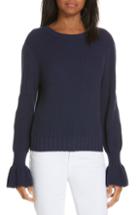 Women's Milly Fisherman Flounce Sleeve Sweater, Size - Blue