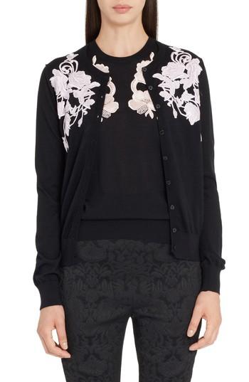 Women's Dolce & Gabbana Placed Lace Cashmere Cardigan Us / 38 It - Black