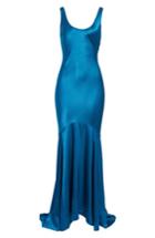 Women's Topshop Satin Fishtail Gown Us (fits Like 0-2) - Blue/green