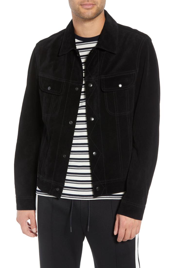 Men's Vince Fit Suede Trucker Jacket