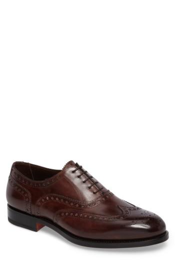 Men's Santoni Garrick Wingtip D - Brown