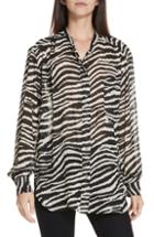 Women's Iro Floral Print Asymmetrical Silk Blouse Us / 36 Fr - Black