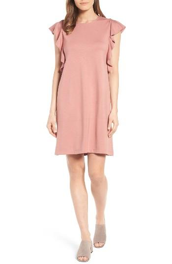 Women's Halogen Ruffle Shoulder A-line Dress - Purple