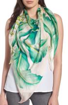 Women's Echo Palm Print Silk Triangle Scarf, Size - Pink