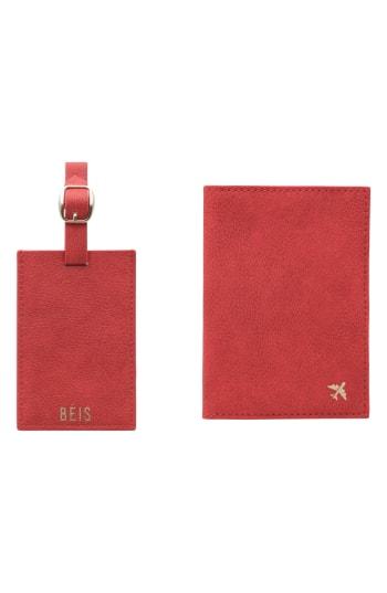 Beis Travel Luggage Tag & Passport Holder Set - Red