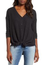Women's Gibson Tie Front Button Cozy Top