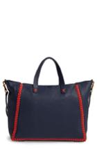 Tory Burch Medium Whipstitch Leather Tote - Blue