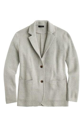 Women's J.crew Merino Wool Sweater Blazer - Grey