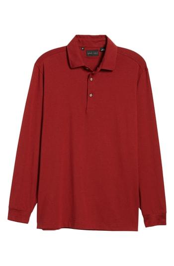 Men's Bobby Jones 'liquid Cotton' Long Sleeve Jersey Polo, Size - Red