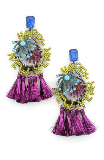 Women's Elizabeth Cole Happy New Year Crystal & Tassel Drop Earrings