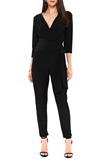 Women's Wallis Wrap Tie-waist Jumpsuit Us / 8 Uk - Black