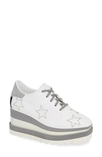 Women's Stella Mccartney Sneak-elyse Studded Wedge Sneaker .5us / 34.5eu - White