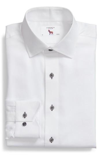 Men's Lorenzo Uomo Trim Fit Textured Dress Shirt .5 - 34 - White
