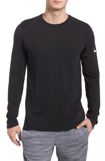 Men's Nike Basketball Elite Long Sleeve T-shirt, Size - Black
