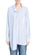 Women's Loewe Patchwork Cotton & Linen Shirt - Blue