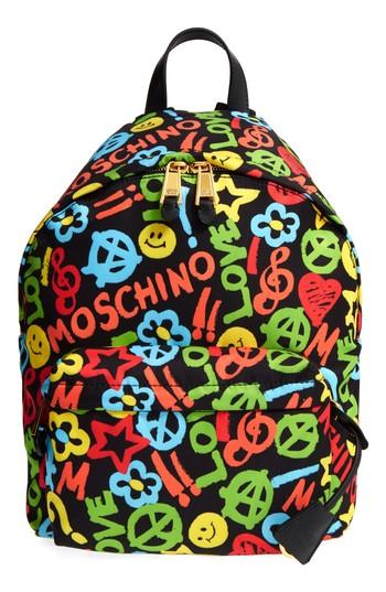 Moschino Archive Print Tactel Nylon Backpack - White
