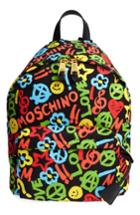 Moschino Archive Print Tactel Nylon Backpack - White