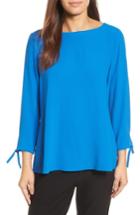 Women's Eileen Fisher Silk Tie Sleeve Blouse - Blue