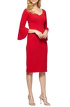 Women's Alex Evenings Bell Sleeve Sheath Dress - Red
