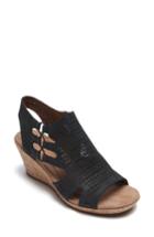 Women's Rockport Cobb Hill Janna Perforated Wedge Sandal .5 W - Black