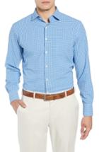 Men's Peter Millar Hills Regular Fit Check Performance Sport Shirt, Size - Blue