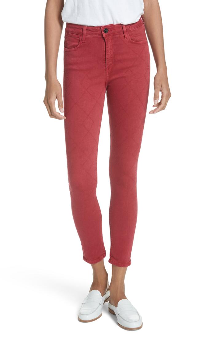 Women's Brockenbow Rolling Old Reina Lattice Stitch Skinny Jeans - Red