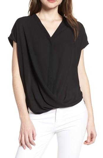 Women's Trouve Drape Front Top, Size - Black
