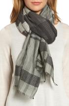 Women's Eileen Fisher Stripe Organic Cotton & Silk Scarf, Size - Brown