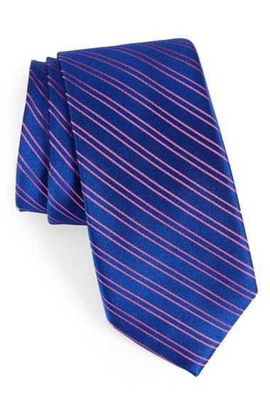 Men's Nordstrom Men's Shop Stripe Silk Tie, Size - Purple