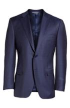 Men's Canali Classic Fit Check Wool Sport Coat Us / 48 Eu S - Blue