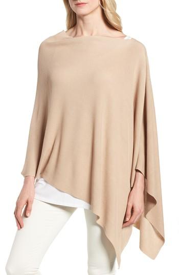 Women's Eileen Fisher Asymmetrical Poncho, Size - Beige