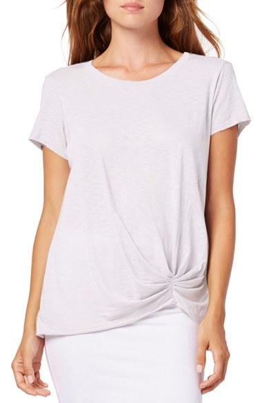 Women's Michael Stars Pleat Front Crewneck Tee, Size - White