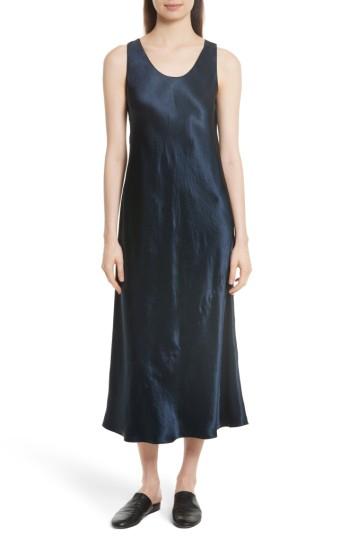 Women's Vince Bias Cut Satin Midi Dress - Blue