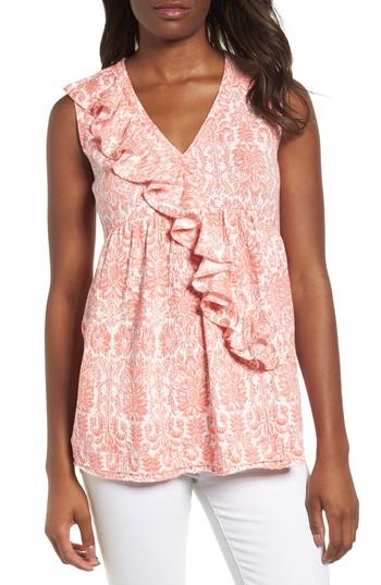 Women's Caslon Ruffle Knit Top - Coral