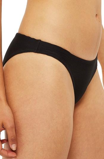 Women's Topshop Ribbed High Leg Bikini Bottoms Us (fits Like 0-2) - Black