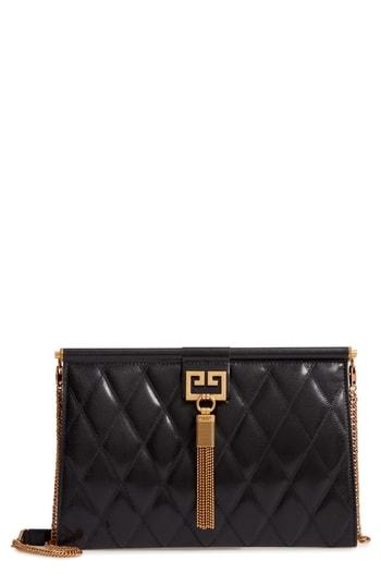 Givenchy Gem Quilted Leather Frame Shoulder Bag - Black