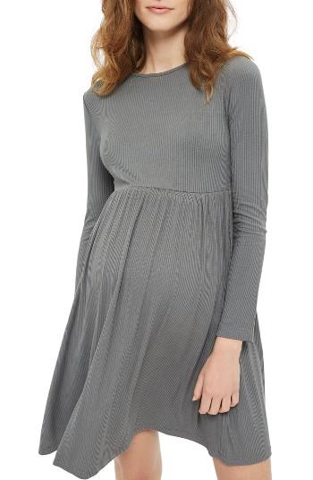 Women's Topshop Tie Back Maternity Skater Dress Us (fits Like 0-2) - Grey