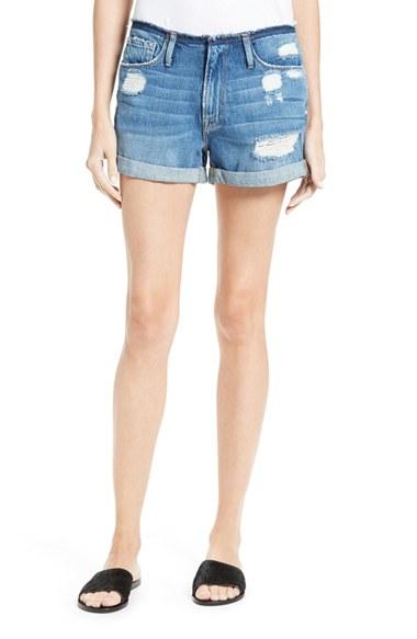 Women's Frame Le Cutoff Frayed Waist Cuffed Denim Shorts