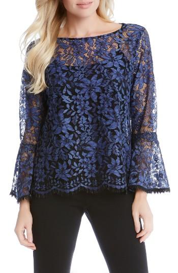 Women's Karen Kane Bell Sleeve Lace Top - Blue