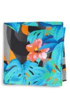 Men's Eton Tropical Floral Silk Pocket Square, Size - Blue