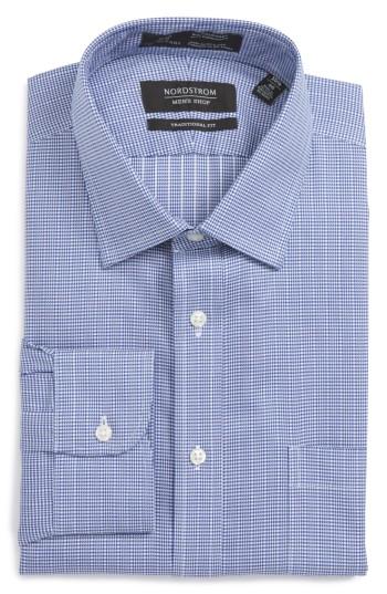 Men's Nordstrom Men's Shop Smartcare(tm) Traditional Fit Stripe Dress Shirt .5 34 - Blue