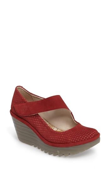 Women's Fly London Yeon Mary Jane Platform Wedge .5-6us / 36eu - Red