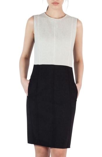 Women's Akris Double Face Wool Bicolor Reversible Dress - Black