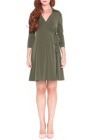 Women's Olian 'dina' Maternity Wrap Dress - Green