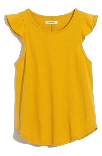 Women's Madewell Ruffle Sleeve Tank, Size - Yellow