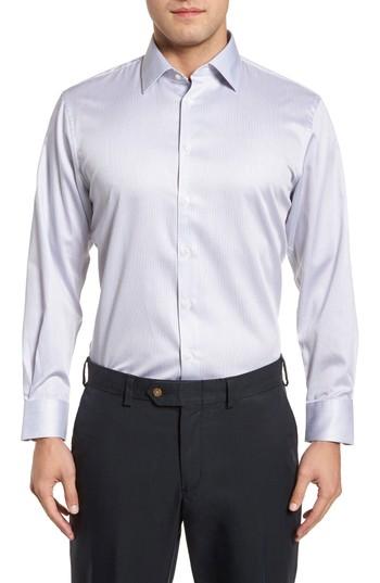 Men's Nordstrom Men's Shop Traditional Fit Stripe Dress Shirt 34/35 - Grey