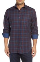 Men's Bugatchi Classic Fit Pinstripe Check Sport Shirt - Blue